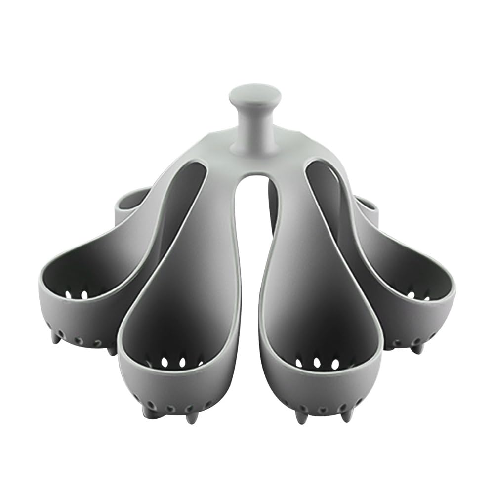 Eggs Boiler Rack, 6-Slots Silicone Egg Cooker with Anti-Scald Handle, Poached Egg Maker for Making Soft or Hard Boiled Eggs