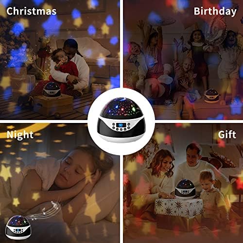 Peakode Star Night Light Projector for Kids,Baby Sensory Lights with Timer & Music & Remote Control,360 Degree Rotating Starry Night Light Projector,Gifts for 2 3 4 5 6 7 8 9 10 Year Old Boys (Black)