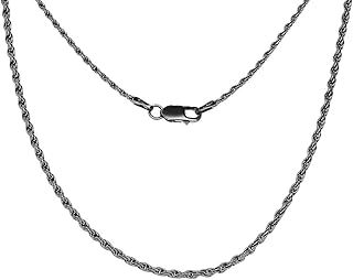 Sterling Silver Antique Vintage Style Classic Black Rope Chain (1.5mm) Necklace, 18