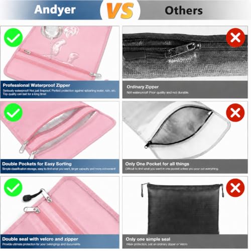 Image of Andyer 2 Pockets Fireproof Document Bag (15 inchx11 inch), Protect Values from Fire