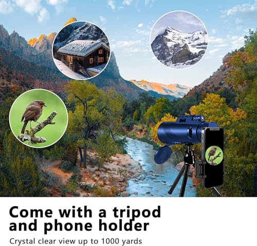 Image of Monocular-Telescope 80x100 High Powered Monoculars High Definition for Adults High Powered with Smartphone Adapter Telescope Hunting Wildlife Bird Watching Travel Camping Hiking-Blue