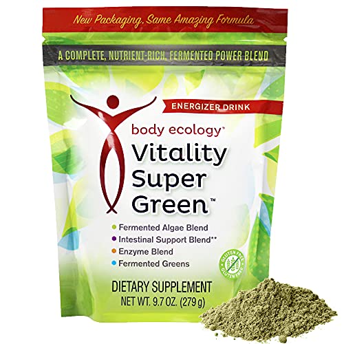Body Ecology Vitality SuperGreen | Non-GMO Organic Superfood Powder with Spirulina, Alfalfa, Chorella, & More | Boosts Energy, Immunity & Health | 30 Servings