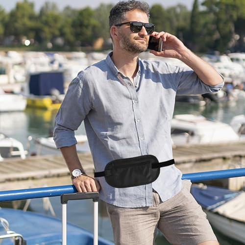 Reise-Geldgürtel, Bauchtasche Hüfttasche mit RFID Blocker für Damen und Herren, Fanny Pack, Versteckte Brieftasche, Reisepass-Geldgürteltasche für Geld, Karten, Pass, IDs Schwarz