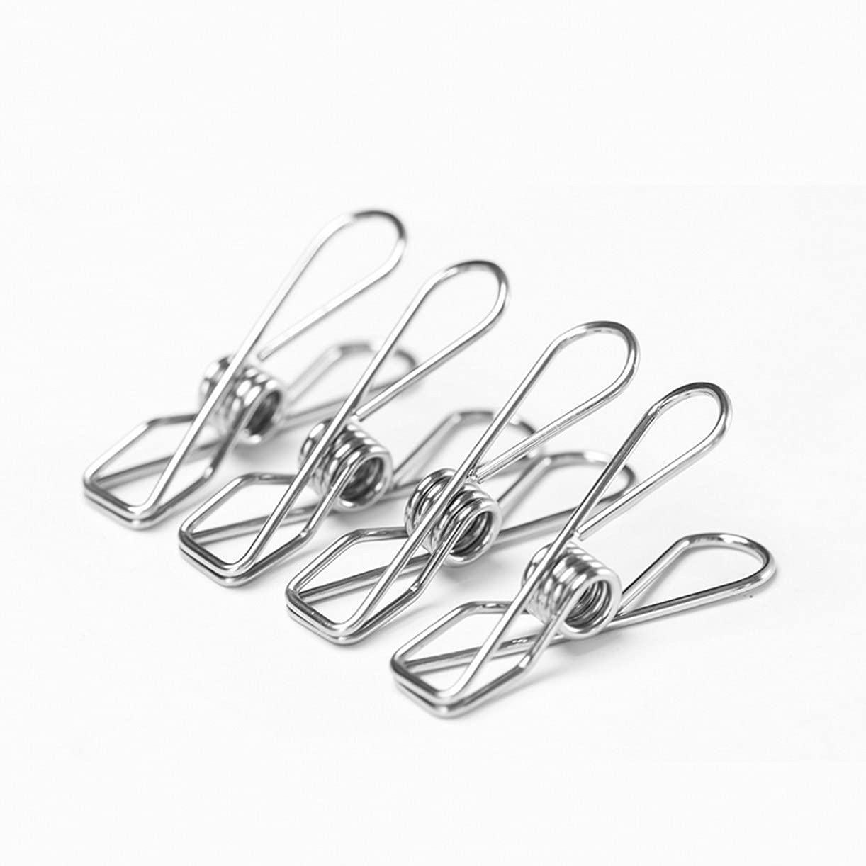 Pinzas de acero inoxidable, clips de resorte de metal, clips universales para colgar en oficinas, cocinas y baños, 5 cm, paquete de 100