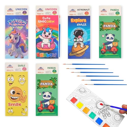 Image of SNAPTRON DIY Return Gifts for Kids Birthday - 6Pcs Water Paint Book with Brush, Return Gifts for Kids, Coloring Books with Water Paint Color in Each Sheet, DIY Drawing Book, Best Return Gifts