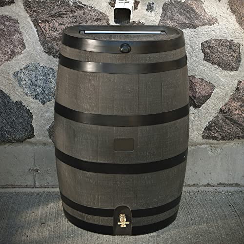 Polyethylene-50-Gallon-Flat-Back-Rain-Barrel-Brown-and-Black