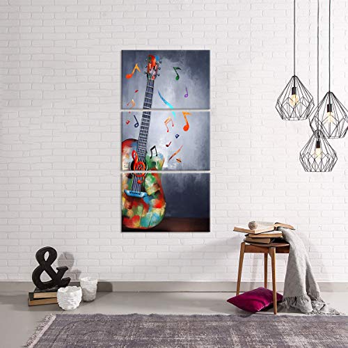Ihappywall 3 Pieces Music Canvas Wall Art Abstract Guitar Musical Notes Poster Artwork Gifts For Music Lover For Living Room Bedroom Decor Stretched And Framed Ready To Hang 16X24Inchx3Pcs #TOP2