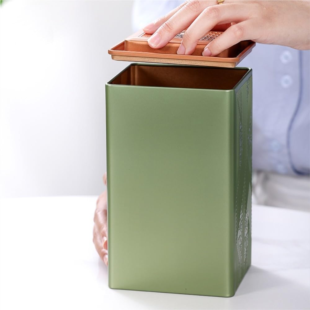 Latas De Té Contenedor de almacenamiento de té a granel, tarro cuadrado, lata sellada, tarro vacío, juego de té chino retro, juego de caja de regalo con tarro doble Tarro Para Guardar Té(A,M)