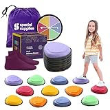 Special Supplies Rock Shaped Stepping Stones for Kids Indoor and Outdoor Balance Blocks Promote Coordination, Balance, Strength Child Safe Rubber, Non-Slip Edging -Multi-Color (Multicolor- 12 Pack)