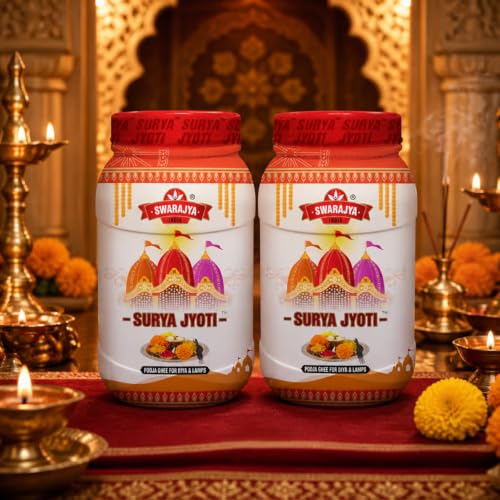 Image of Swarajya India Surya Jyoti Pooja Ghee | Pure and Sacred Offering for Rituals and Worship (1 Liter (Pack of 2))