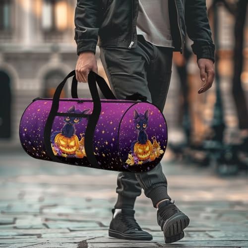 Halloween Duffle Bag Black Cat Travel Duffle Bag for Women Collapsible Travel Bag Carry On Luggage Bag Waterproof Sports Yoga Bag Lightweight Weekender Overnight Tote Bag4