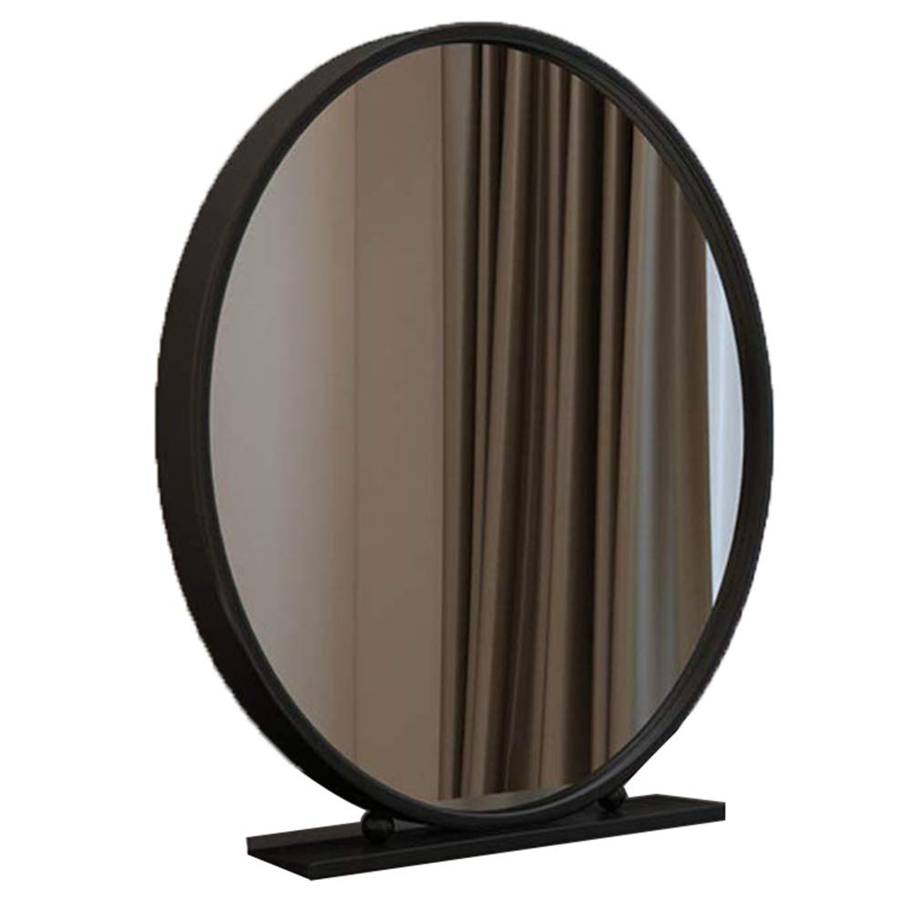 ZEDARO Black Table Top Makeup Vanity Mirror, Tabletop Large Cosmetic Mirror for Dressing Table, Metal Framed Iron Art Freestanding,Black,70cm
