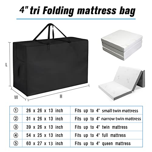 Image of 4 Inch Single Tri Folding Mattress Storage Bag for Tri Fold Mattress