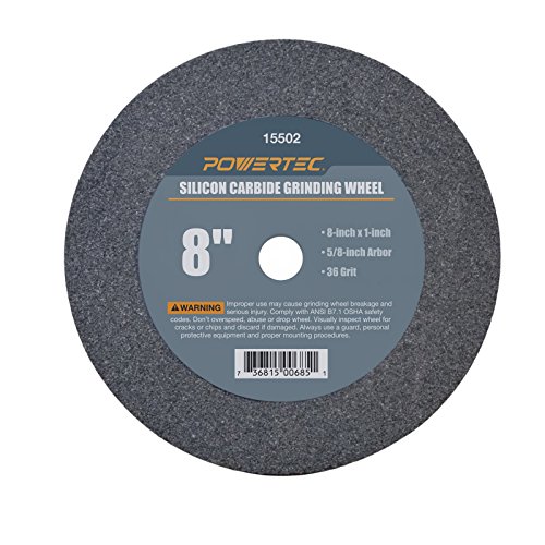 POWERTEC 15502 5/8" Arbor 36-Grit Silicon Carbide Grinding Wheel, 8" x 1"