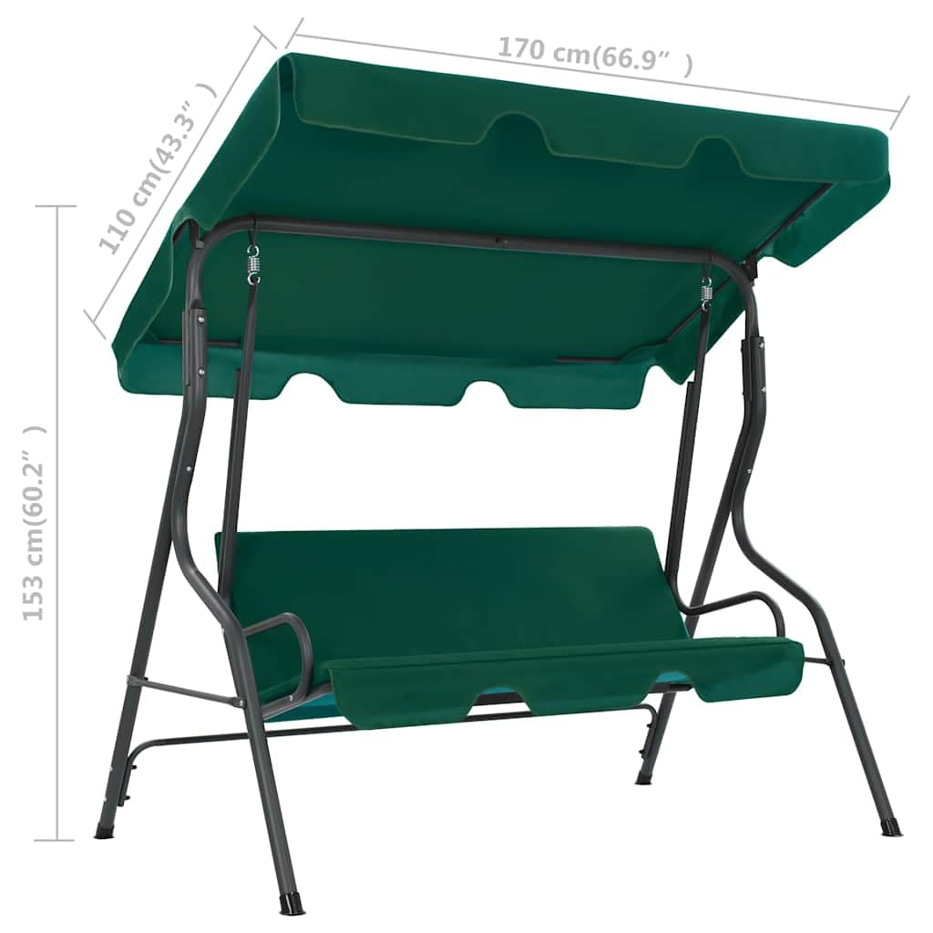 Huśtawka ogrodowa Zielona 170 cm Stal Poliester