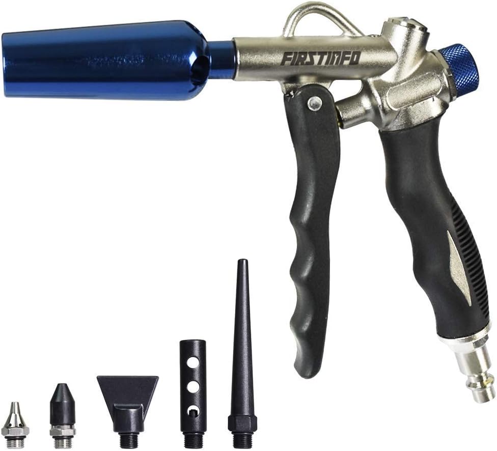 FIRSTINFO Two Way Air Duster Blow Gun with Adjustable Air Flow and Higher Flow Nozzle+ 5-Piece Nozzles - - 