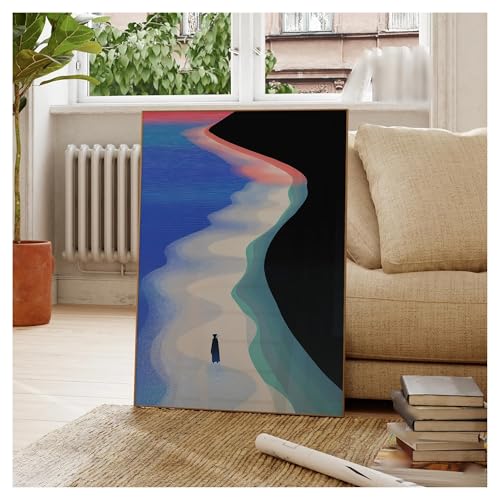 Cuadro sobre lienzo de playa azul para decorar un salón moderno de diseño minimalista (30x40 cm) 5