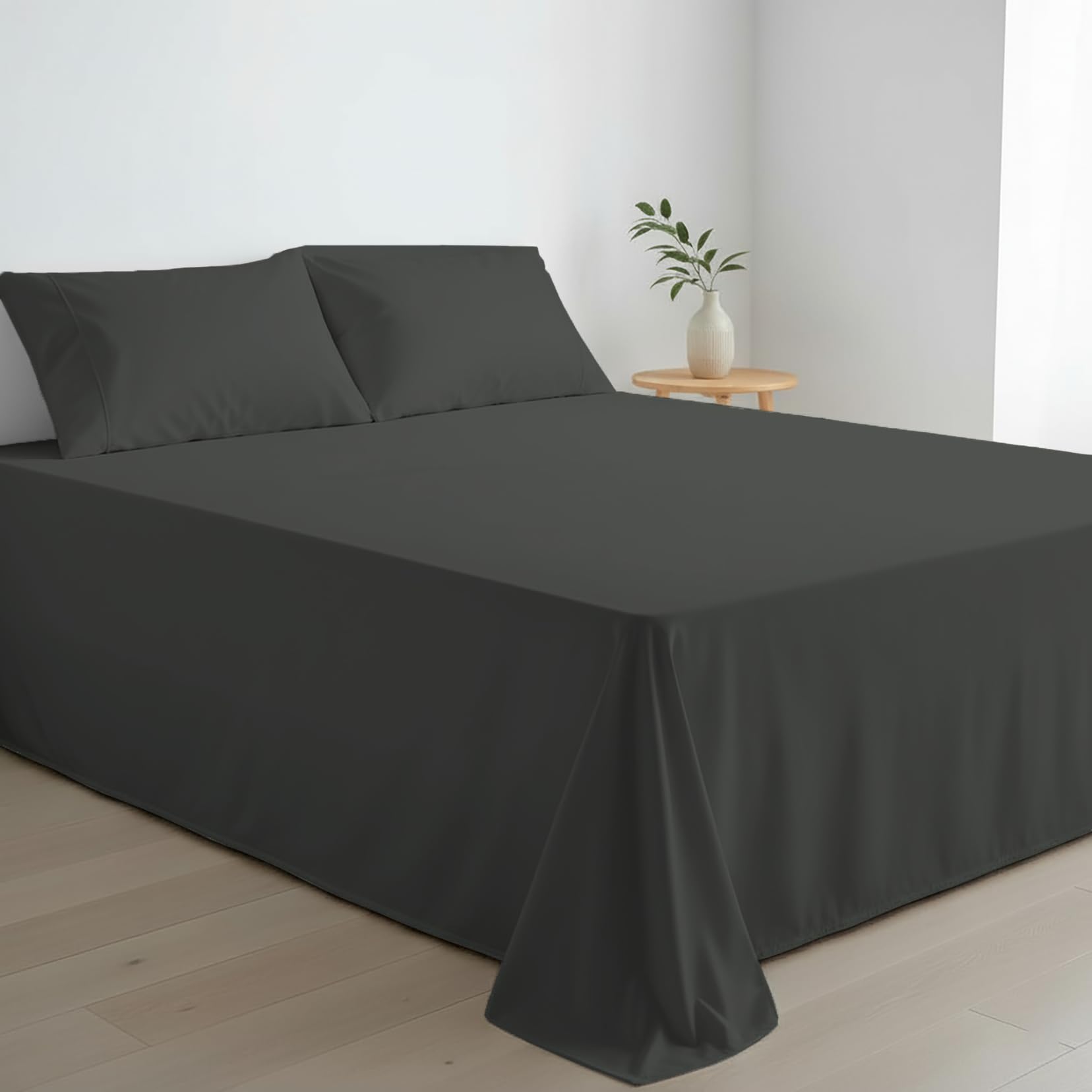 Dreema King Size Flat Sheet 100% Egyptian Cotton 400 Thread Count - Extra Large Luxury Hotel Quality Bed Linen (250 x 270 cm) - Soft, Easy Care & Fade Resistant Top Sheet with 2 Pillowcases