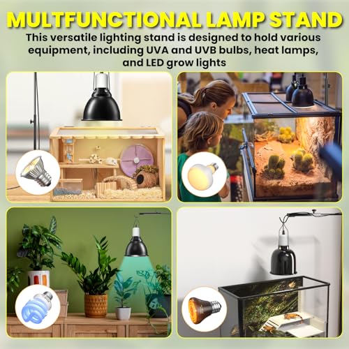 Support de lampe pour reptile en métal durable ajustable de 40 à 94 cm pour bac