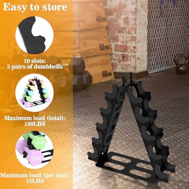 Dumbbell Rack(Dumbbells not included),A-Frame Metal Dumbbell Holder with Handle,Multilevel Weight Storage Organizer for Dumbbells,Tree Shape Compact Weight Rack/Holder,Perfect for Women Home Gym
