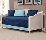Fancy Collection 5pc DayBed Quilted Bedspread Coverlet Set Embossed Solid Navy Blue/Light Blue New