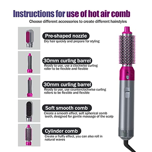 Tahshine 5 In 1 Hair Styler, Blow Dryer Brush, Hair Dryer Brush Negative Ionic Electric, Air Wrap Hair Styler, Detachable Brush Heads Comb For Straightening Automatic Curling Styling, Air Wrap Curler #TOP1