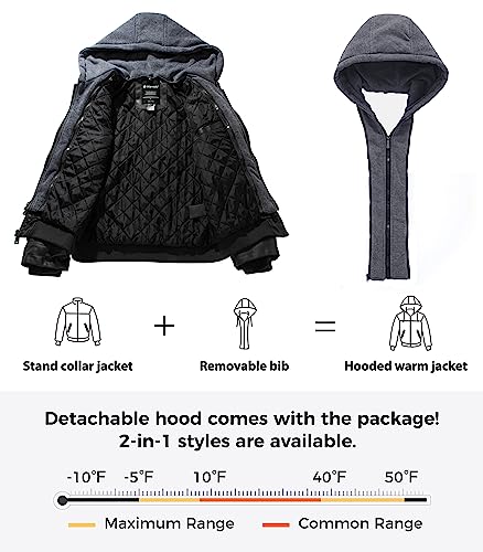 Wantdo Boy's Faux Leather Jacket Zipper Up Hoodie Zipper Coat with Removable Hood3