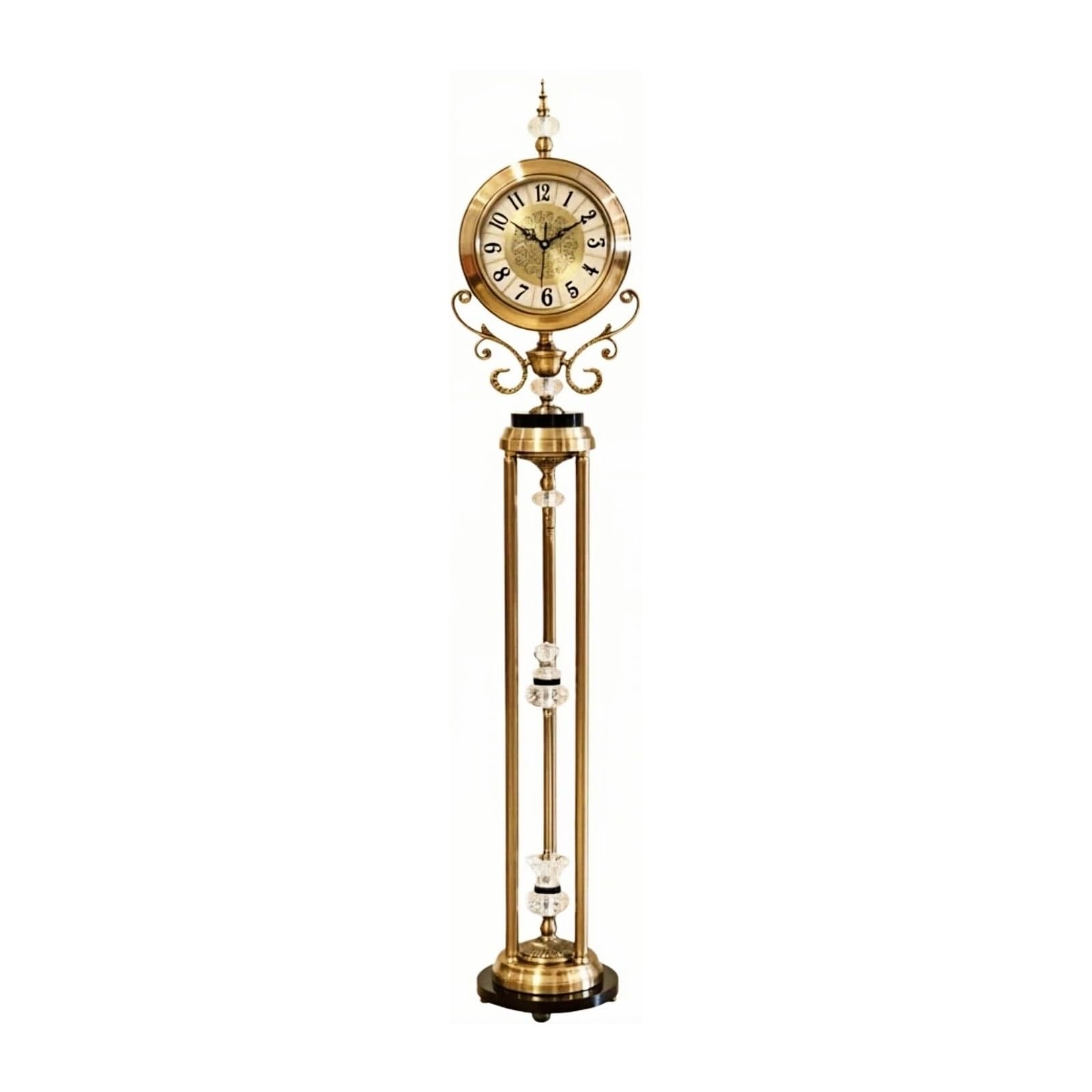 WANGHAI-666 Grandfather Clocks Metal Floor Standing Clock Pendulum European Style for Living Room
