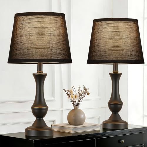 Image of Table Lamp Set of 2, 19 inch Mordern Bedside Lamps for Living Room & Bedroom