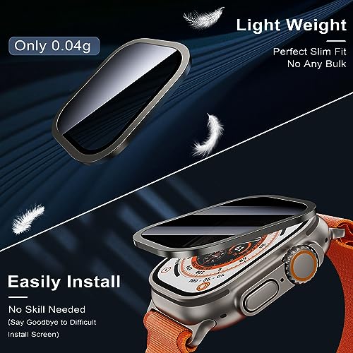 Image of WSKEN for Apple Watch Ultra 3 / Ultra 2 Screen Protector 49mm, [26 Degree Privacy] Titanium Alloy Frame + 9H Tempered Glass, [Touch Sensitive] Lightweight Protective Glass Film for iwatch Ultra 2 Pack