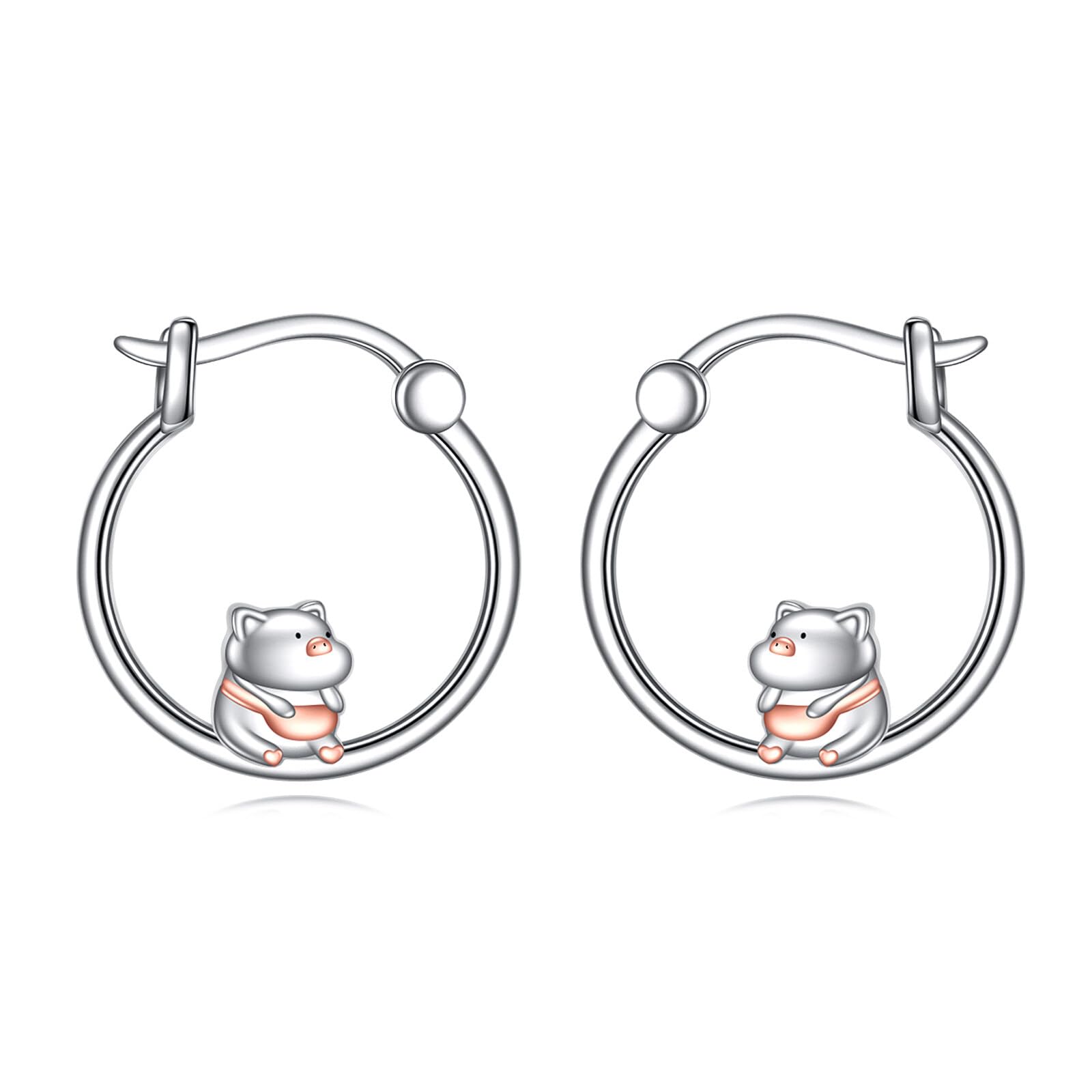 Pendientes de aro de animales de plata de ley 925, pequeños pendientes Huggie, joyas regalos para mujeres y niñas
