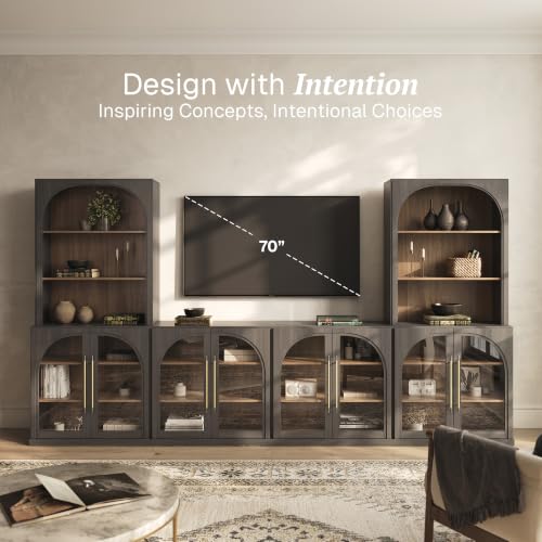 Image of BELLEZE Jagger 130 inch Wall Unit 5-Piece Modular TV Stand - Ebony