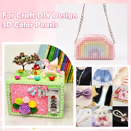Image of 9000Pcs Flatback Pearls for Crafting, Red Blue Green Nail Half Pearls, 3-8mm Pink Yellow White Half Round ABS Flatback Pearl Beads Bedazzling for Nails DIY Shoes Clothes Bags