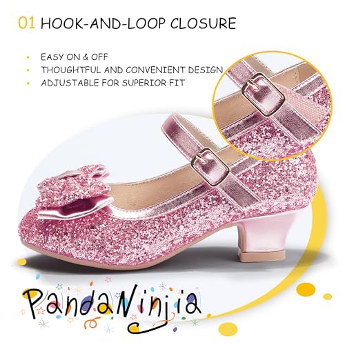 Image of PANDNAINJIA Girls Dress Shoes Toddler Heels Mary Jane Pumps