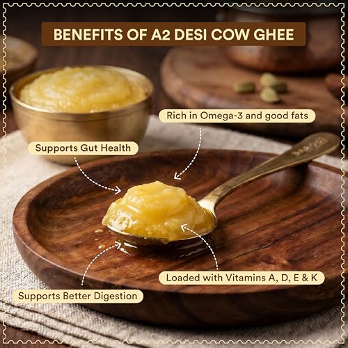 Image of BAROSI Cultured Desi Cow Ghee 1 Litre | Traditional Bilona Method | Curd Churned Danedar Ghee | Lab Tested | Grass-Fed Desi Cow | Pure, Natural, Aromatic | Shudh Cow Ghee | Glass Jar(1000ml)