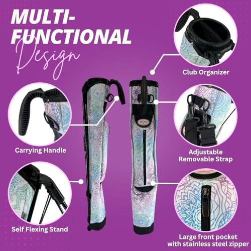 Image of Taboo Fashions Monaco Premium Lightweight Women's Companion Golf Bag | Ladies Golf Carry Bag with Dual AutoFlex Stand, Adjustable Removable Shoulder Strap (Mandala Dreams)
