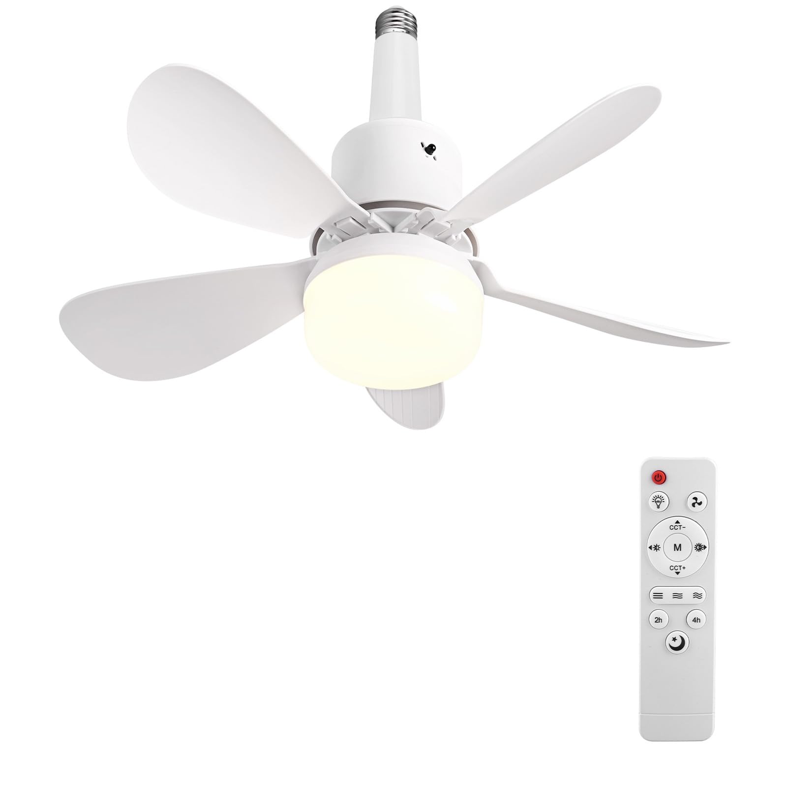 LED Ceiling Fan with Light,2-in-1 Ceiling Fans Lights with Remote Control,Timing,3 Speeds Light Bulb Fan,3 Color Dimmable,5 Blades,Fans Lamp for Bedroom,Living Room,Kitchen,Office (Round 52CM)
