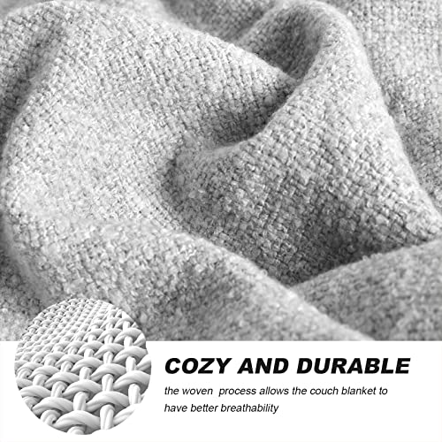Zonli Grey Throw Blanket For Couch 50 X 60 Inchs - Farmhouse Textured With Hand-Knotted Tassels Blanket - Cozy Decorative Throw For Sofa Bed And Living Room #TOP1