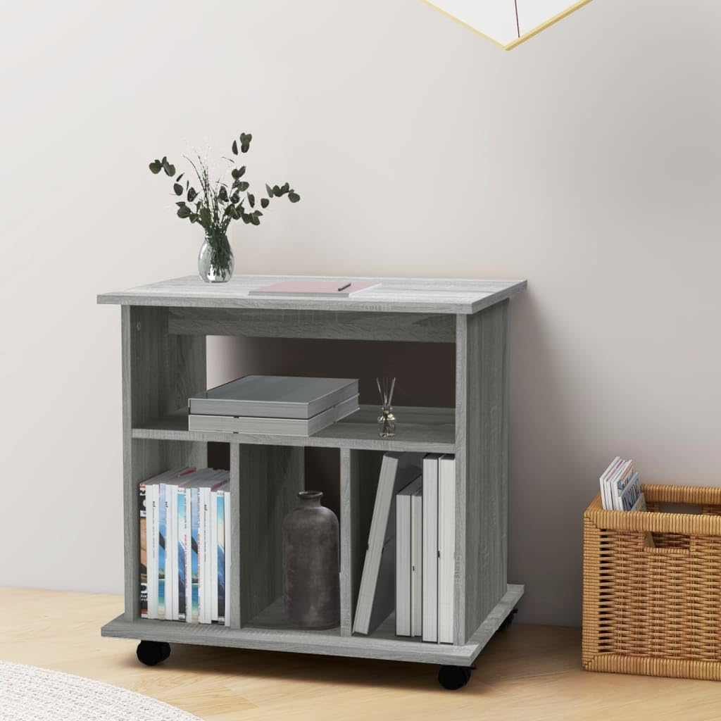 Sonoma szafka na kółkach, 60 x 45 x 60 cm, szara, z materiału drewnopochodnego, szafka na akta, szafka pod stół z 4 półkami, do biura, gabinetu