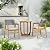 Christopher Knight Home Zed 3 Pieces Outdoor Dining Set, Acacia Wood Dining Chairs and Table, Slats Panel Design Round Table, Wooden Frame, 2 Seater Bistro Set for Balcony Backyard Garden, Teak+Grey