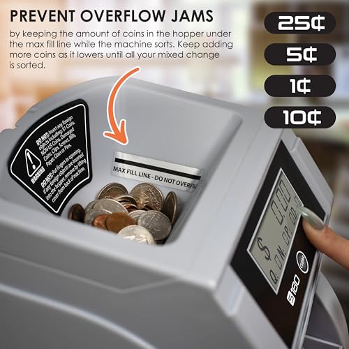 Image of Nadex S180 Digital Coin Sorter and Counter - Displays Total and Denomination Values, Black