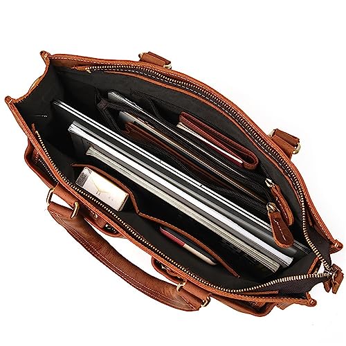 Mens Crossbody Messenger Bags Men's Leather Briefcase Handbag Shoulder Crossbody Bag for Work Business 6