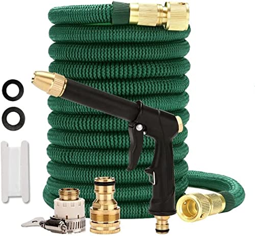 散水ホース 伸びるホースリール 軽量 3倍に伸びる 多機能 TPEホース 高耐久性 高圧 お庭の水やり お家の掃除 洗車ホース マジックホース ペットのお風呂 ホースリール 収納便利 散水 グリーン (22.5m)