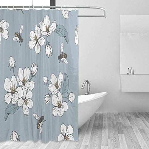 Rideau de douche polyester imperméable anti-projections avec anneaux inclus