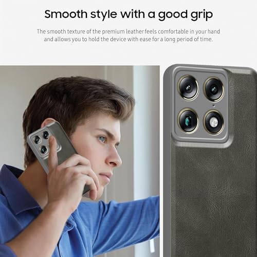Image of amazon basics Back Cover for Moto Signature 5G | Ultra Slim Soft Rubberised Case | Oil Feel Soft Leather Back | Camera Protection - Gray