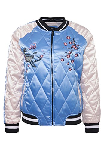Rock Angel Damen Bomberjacke MAE mit Koi Print | Leicht Gesteppte Übergangsjacke mit Stehkragen Blue S