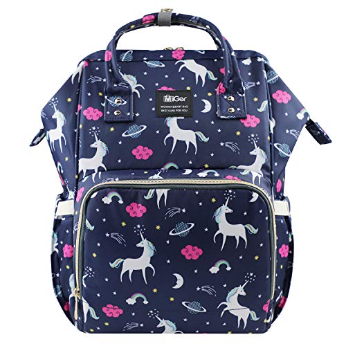 Diaper Bag Backpack Miger Baby Girl Boy Diaper Bag Cute Maternity Nappy Diaper Backpack Waterproof Unicorn Diaper Bags with Large Capacity Bottle insulation for Mom Dad (Navy Miger)