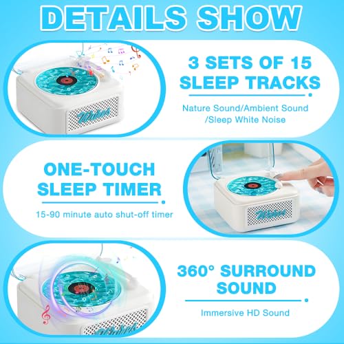 The Waves Vinyl Player, Plattenspieler Bluetooth, Bluetooth Vinyl Record Player Waves,W-ave v-inyl Record P-Layer with Adjustable Lights for Bedroom, Office, Party, 360° Stereo Surround Sound (Blau)