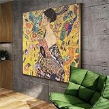  KDXAOBEI Peinture sur toile Gustav Klimt Reproduction Portrait Art mural toile encadrée œuvre pour murs photo décoration de la maison 25x25 cm (10x10 pouces) avec cadre