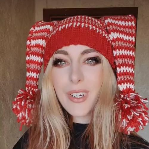 Clown Hat Striped Photo Props New Year Thick Winter Hat Adults Kids Knitted Clown Ears Cosplay3